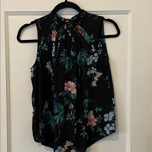 Banana Republic Black Floral Sleeveless Blouse